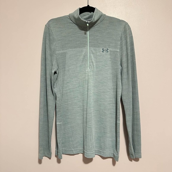 Under Armour Medium Teal Fitted Quarter Zip Long Sleeve‎ Pullover - Picture 1 of 3